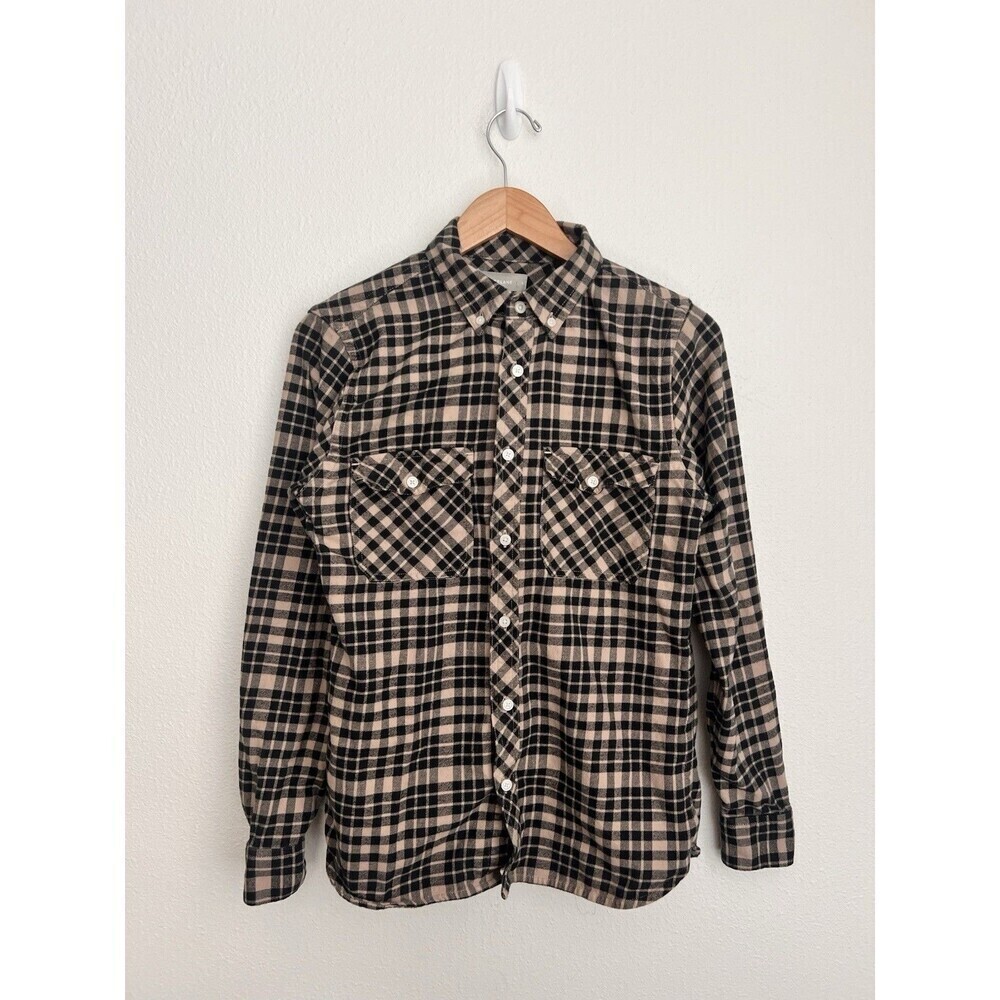 Everlane Small Brushed Flannel Shirt Beech Plaid Button Down Long Sleeve Outdoor